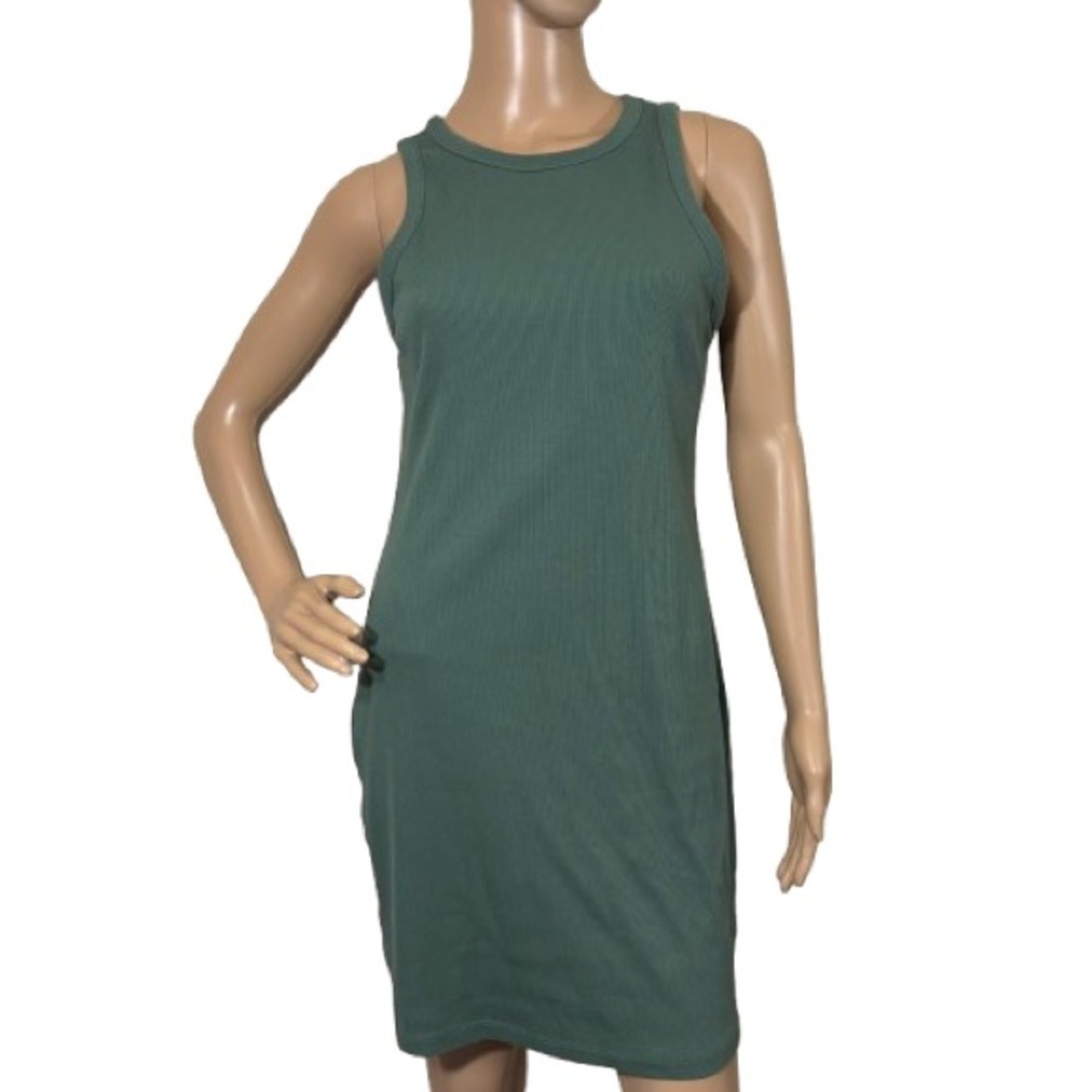 a new day Sleeveless Olive Green Ribbed Mini Dress Size M